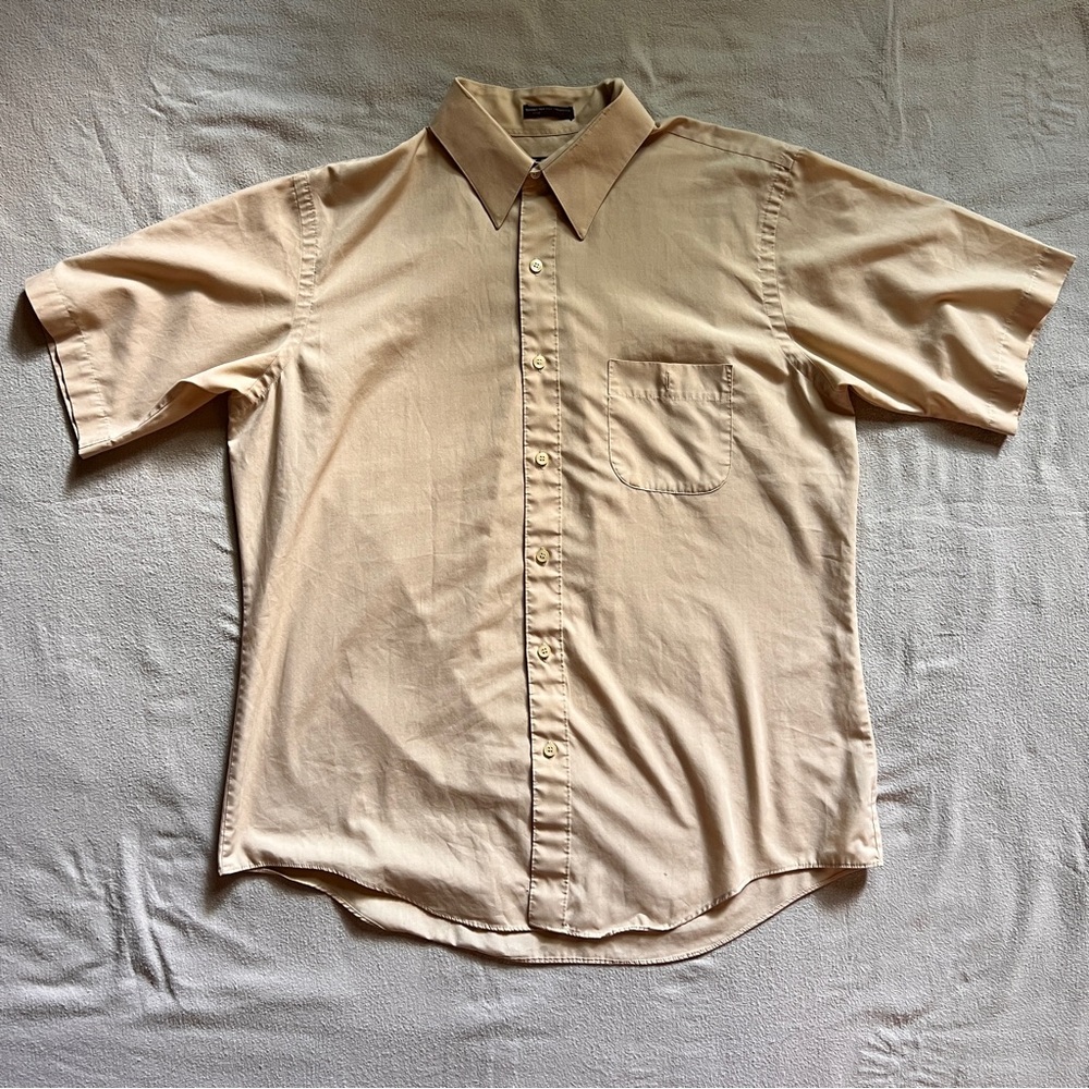 Vintage 70’s Men's Beige Short Sleeve Shirt